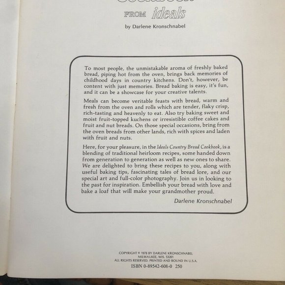 The Country Bread Cookbook from Ideals by Darlene Kronschnabel 1978 - Picture 2 of 3